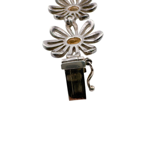 Vintage Daisy Flower Pendant Necklace Sterling Silver