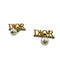Logo Earrings Metal and Rhinestone