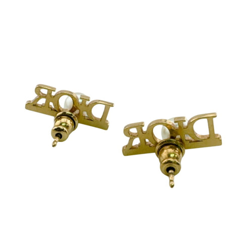 Logo Earrings Metal and Rhinestone