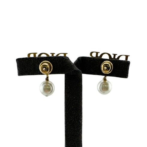 Logo Earrings Metal and Rhinestone