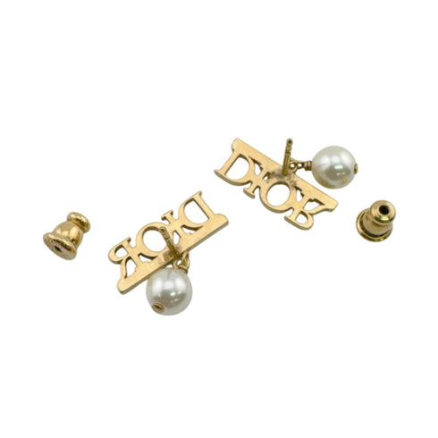 Logo Earrings Metal and Rhinestone