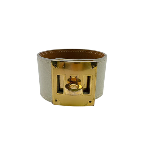 Bangle Leather and Metal Ivory Bracelet