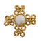 93A Cross Motif Pearl Brooch Gold