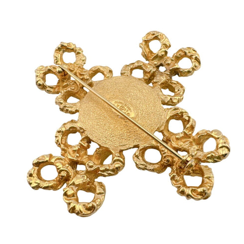 93A Cross Motif Pearl Brooch Gold