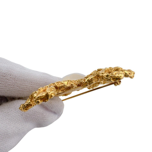 93A Cross Motif Pearl Brooch Gold