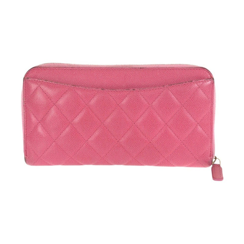 Zip Around Wallet Quilted Caviar Long