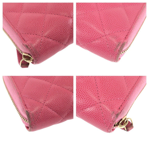 Zip Around Wallet Quilted Caviar Long