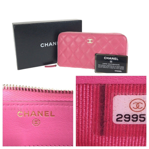 Zip Around Wallet Quilted Caviar Long