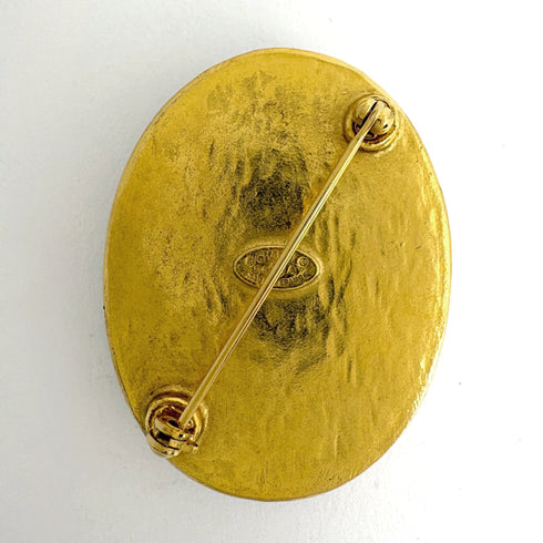 CC Logo Brooch Gold-Tone Metal