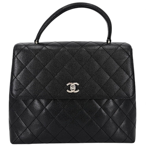 Vintage Classic Top Handle Flap Bag Quilted Caviar Jumbo