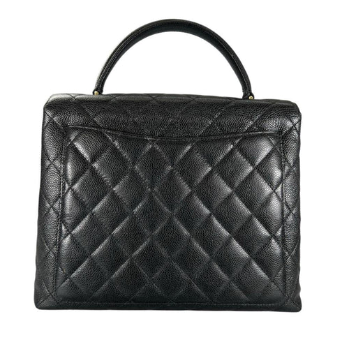 Vintage Classic Top Handle Flap Bag Quilted Caviar Jumbo
