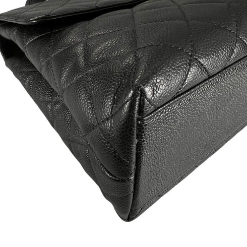 Vintage Classic Top Handle Flap Bag Quilted Caviar Jumbo
