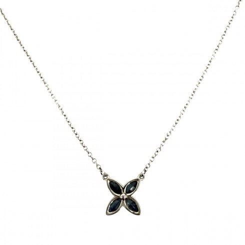 Victoria Pendant Necklace Platinum with Sapphire