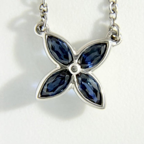 Victoria Pendant Necklace Platinum with Sapphire