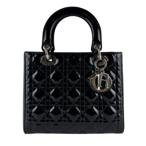 Lady Dior Bag Cannage Quilt Patent Medium