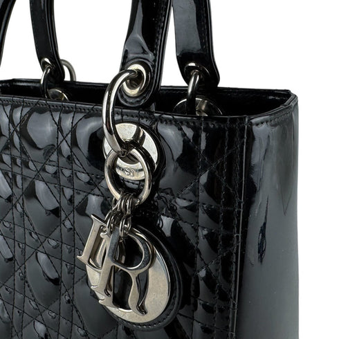 Lady Dior Bag Cannage Quilt Patent Medium