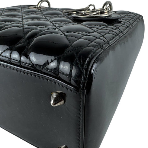 Lady Dior Bag Cannage Quilt Patent Medium
