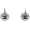 CC Logo Round Earrings Metal Silver-Tone Metal