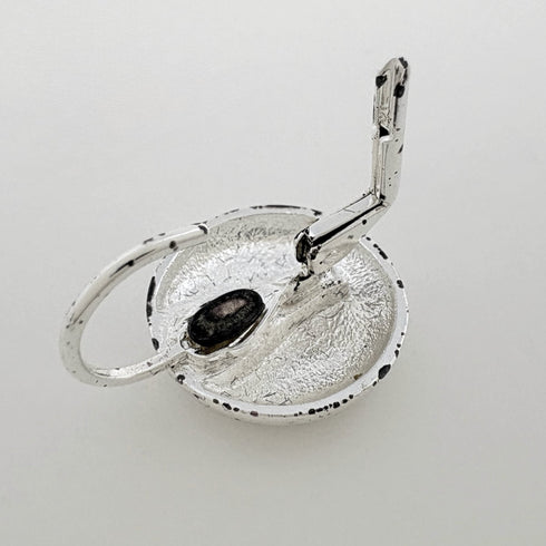 CC Logo Round Earrings Metal Silver-Tone Metal