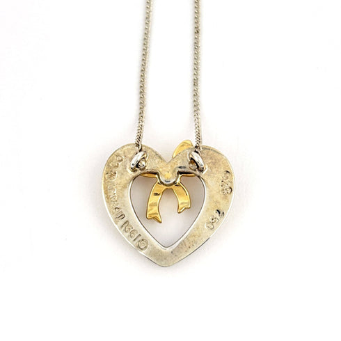 Open Heart Pendant Necklace Sterling Silver 15mm
