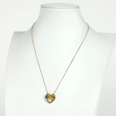 Open Heart Pendant Necklace Sterling Silver 15mm
