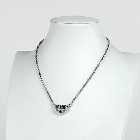 Interlocking G Heart Pendant Necklace Sterling Silver