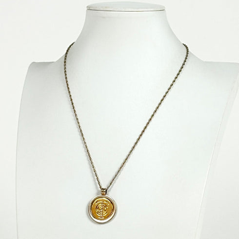 Vintage Pendant Necklace 18K Gold and Sterling Silver
