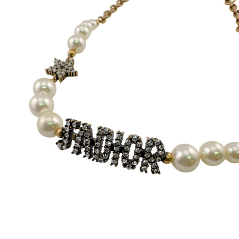 Necklace Gold and Rhinestone