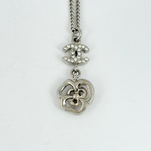 CC Logo Pendant Necklace Silver-Tone Metal