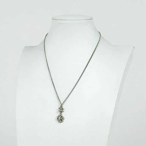 CC Logo Pendant Necklace Silver-Tone Metal
