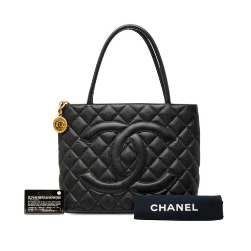Medallion Tote Quilted Caviar