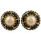 Pearl Clip-On Earrings Gold and Leather