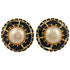 Pearl Clip-On Earrings Gold and Leather