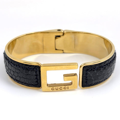Bangle Gold and Leather Bracelet
