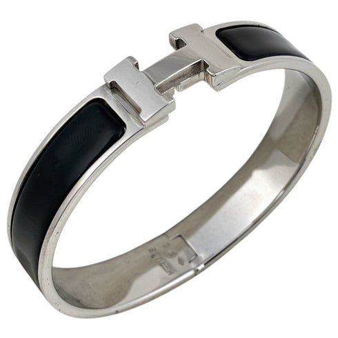 Click H Bracelet Enamel and Silver Plated Black and Silver