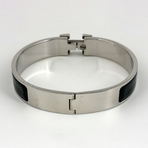 Click H Bracelet Enamel and Silver Plated Black and Silver