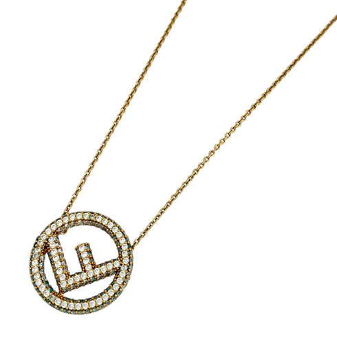 Pendant Necklace Gold and Rhinestone