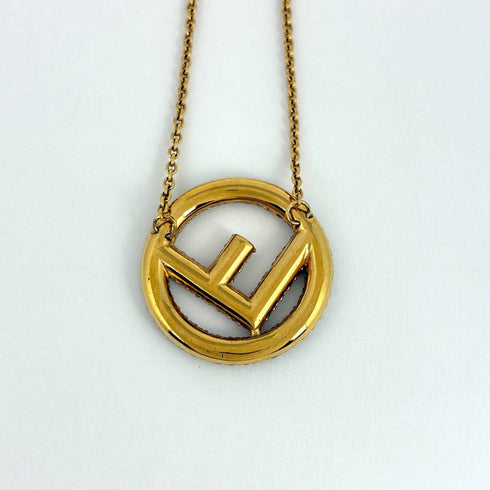 Pendant Necklace Gold and Rhinestone