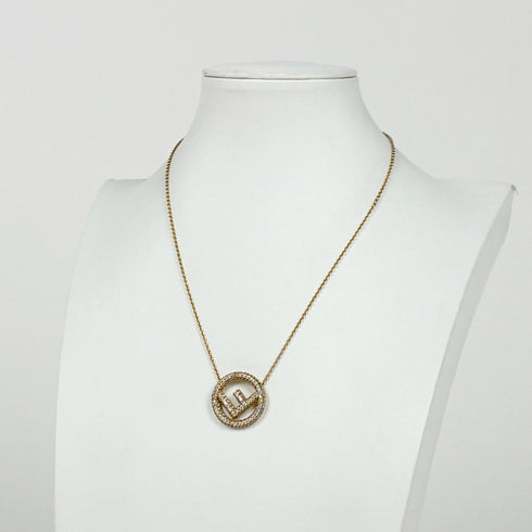 Pendant Necklace Gold and Rhinestone