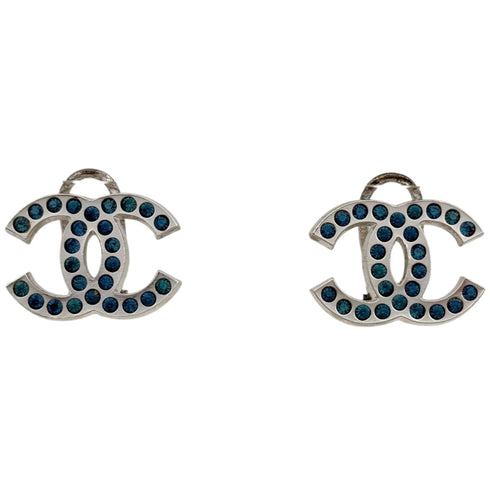 CC Logo Clip-On Earrings Silver-Tone Metal