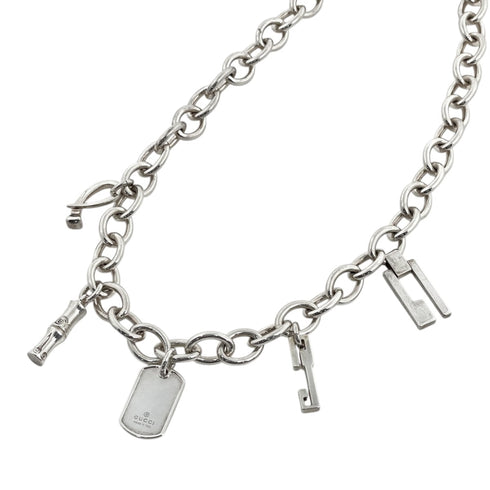 Pendant Necklace Sterling Silver With 5 Charms Bamboo Plate G Design
