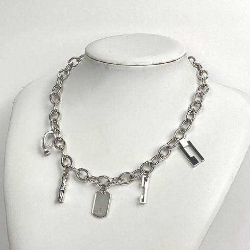 Pendant Necklace Sterling Silver With 5 Charms Bamboo Plate G Design