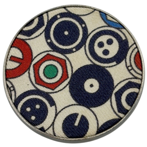 Brooch Metal and Silk Multi Color White