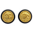 CC Logo Round Clip-On Earrings Metal Gold-Tone Metal