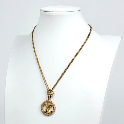 Pendant Necklace Gold and Rhinestone