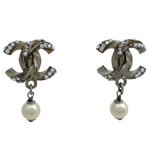 CC Logo Clip-On Earrings Silver-Tone Metal
