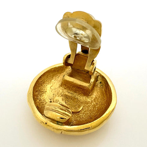 CC Logo Round Clip-On Earrings Metal Gold-Tone Metal