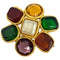 Brooch Gold With Color Stone And Rhinestone