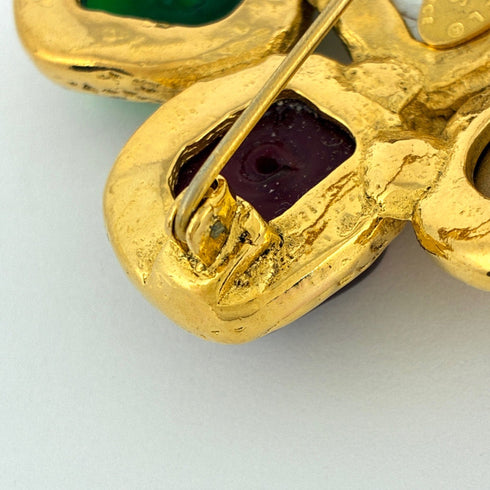 Brooch Gold With Color Stone And Rhinestone