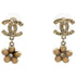 CC Logo Flower Earrings Metal Gold-Tone Metal